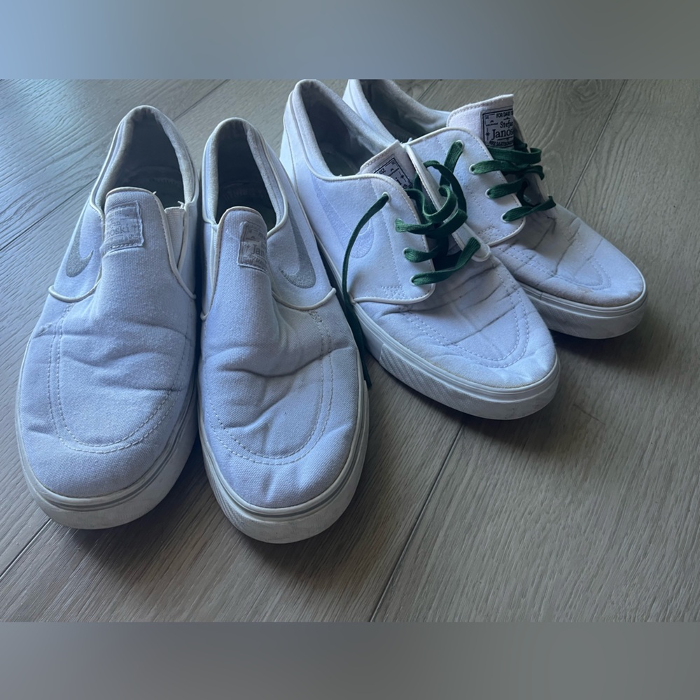 Nike SB Janoski’s White Canvas Slip-On and Lace-Up Men Shoes both size 11 2for1
